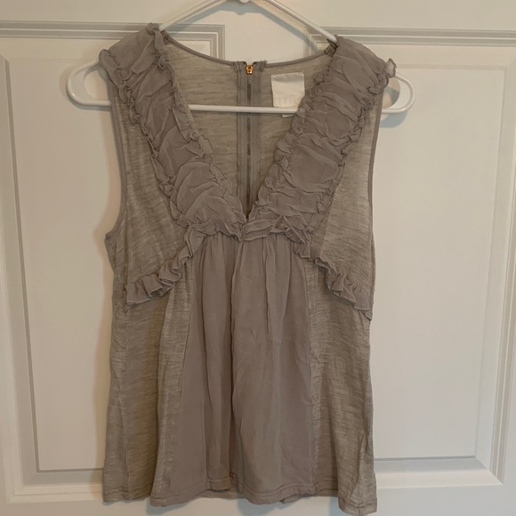 Line & Dot Tops - Line & Dot Ruffled V-Neck Blouse in Gray